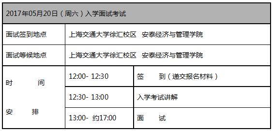 上海交大安泰EMBA2018年入學(xué)第三批入學(xué)面試安排