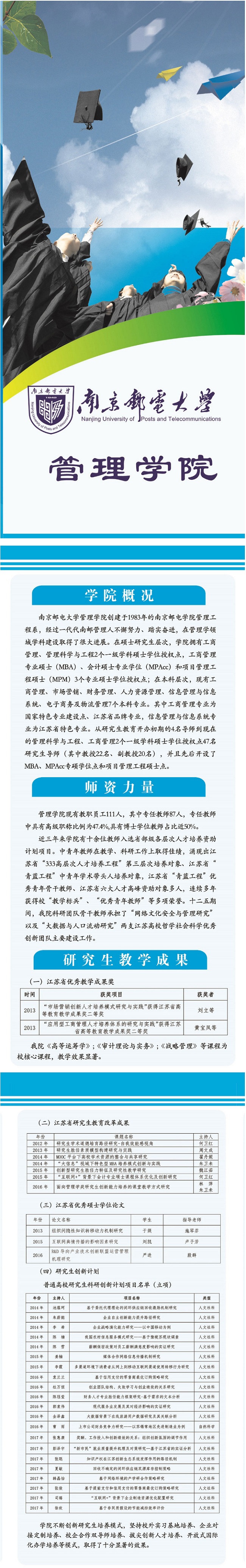 南京郵電大學2018年MBA招生簡章