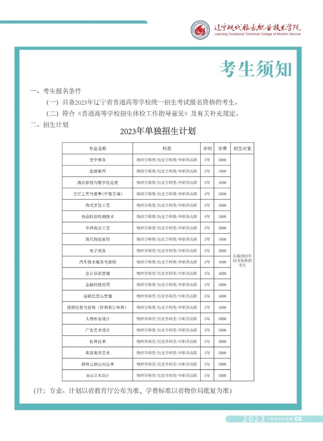 遼寧現代服務職業技術學院單招專業一覽表