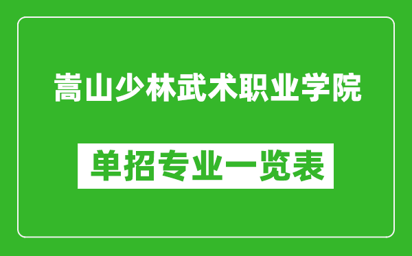 嵩山少林武術職業學院單招專業一覽表