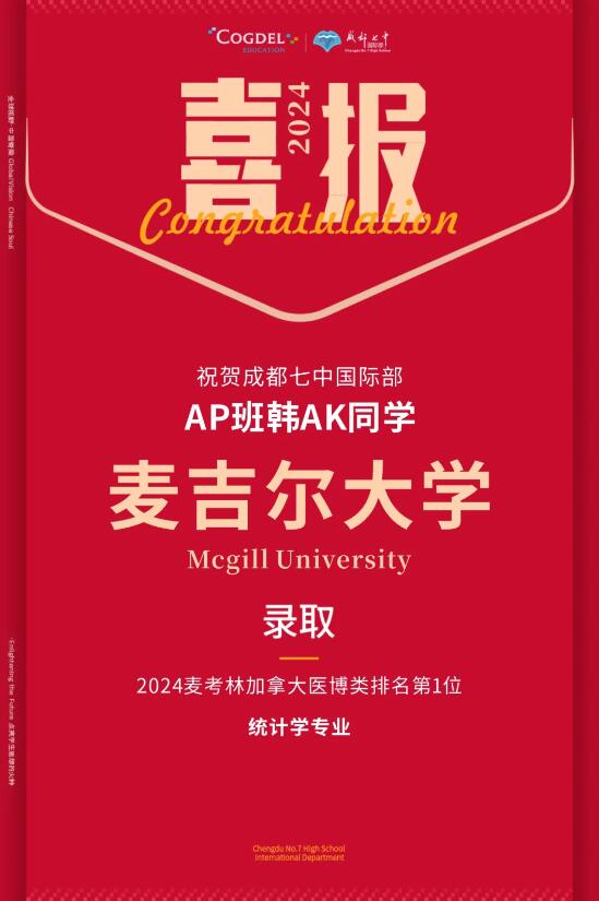 成都七中國(guó)際部錄取喜報(bào)
