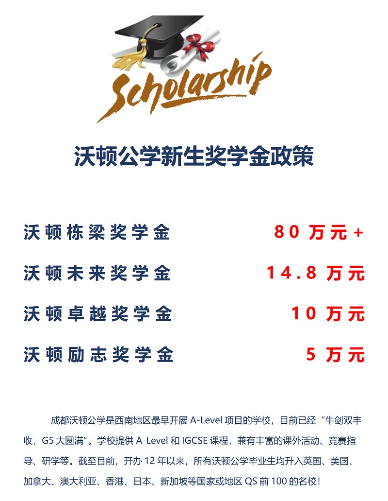 成都沃頓公學(xué)獎(jiǎng)學(xué)金政策