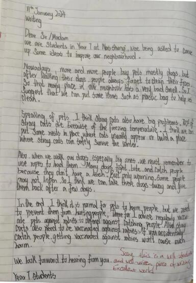 北京市順義區(qū)諾德安達學(xué)校英文寫作