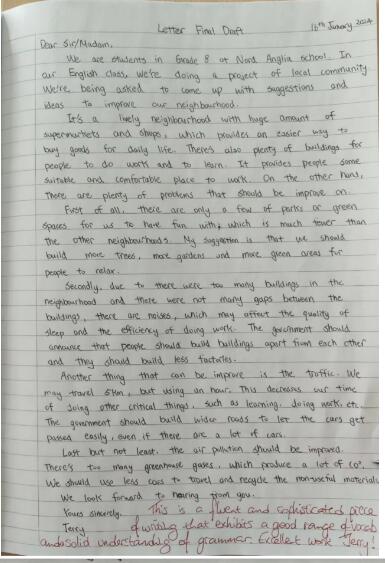 北京市順義區(qū)諾德安達學(xué)校英文寫作