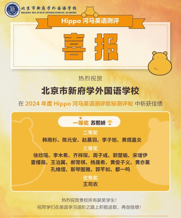 北京新府學(xué)外國(guó)語學(xué)校競(jìng)賽獲獎(jiǎng)名單