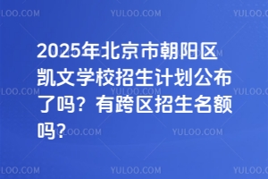 2025年北京市朝陽(yáng)區(qū)凱文學(xué)校招生計(jì)劃公布了嗎?有跨區(qū)招生名額嗎?