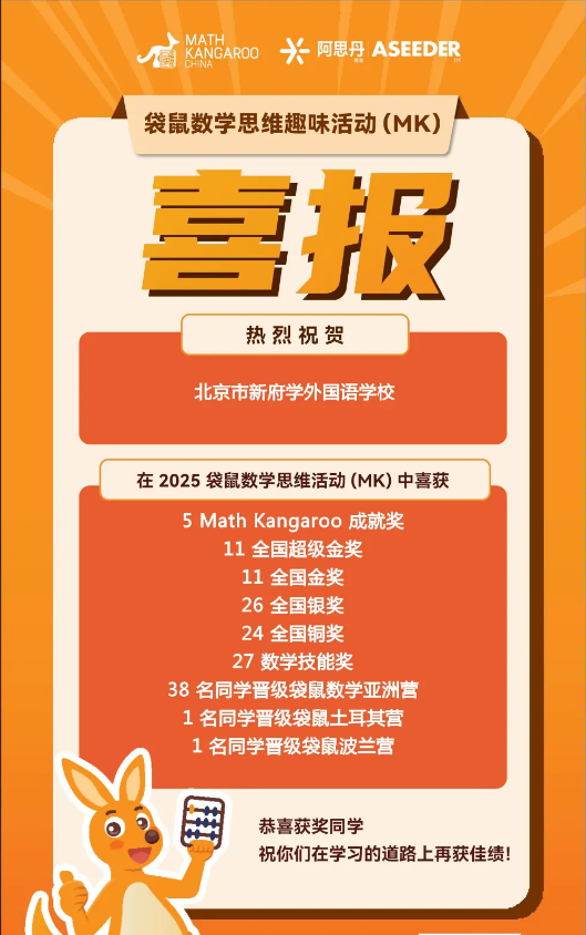 北京新府學外國語學校袋鼠數學競賽成績