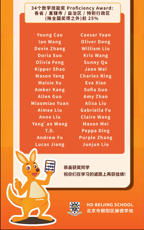 北京赫德小學數學思維挑戰賽獲獎