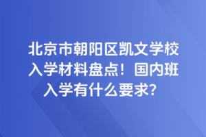 北京市朝陽(yáng)區(qū)凱文學(xué)校入學(xué)材料盤點(diǎn)!國(guó)內(nèi)班入學(xué)有什么要求?