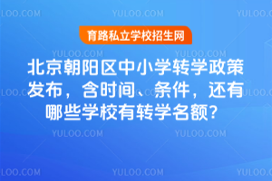 2025北京朝陽區中小學轉學政策發布,含時間、條件,還有哪些學校有轉學名額?