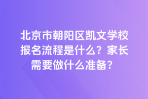 北京市朝陽區凱文學校報名流程是什么？家長需要做什么準備？