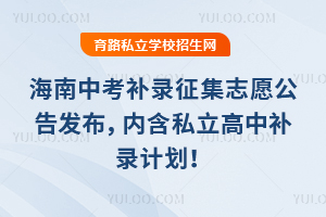 海南2025中考補錄征集志愿公告發(fā)布,內(nèi)含私立高中補錄計劃!
